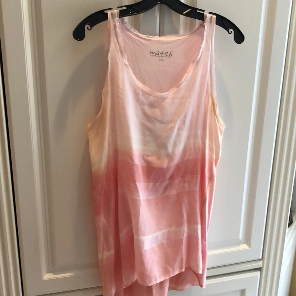 🌷Match 2-piece Silky Tank & Poncho beachscape coral Bohemian set